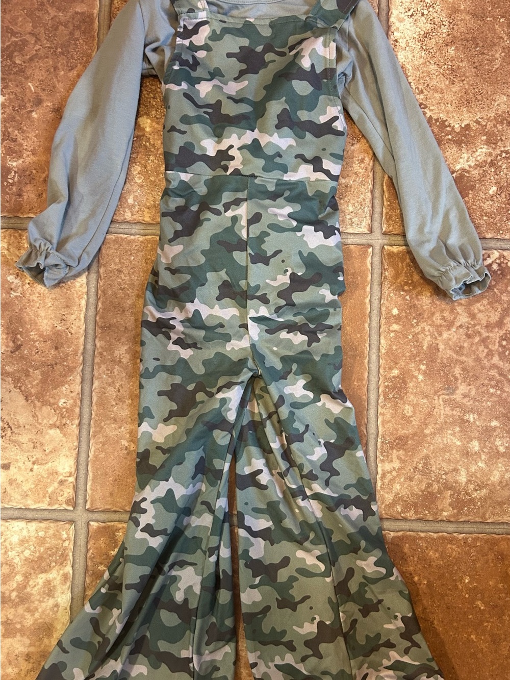 Othr Green Camo Flared Overalls